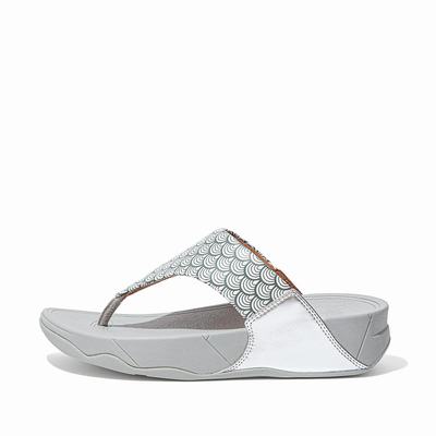 Fitflop Lulu Wave Print Toe-Post Sandalen Dames Grijs Nederland-21860